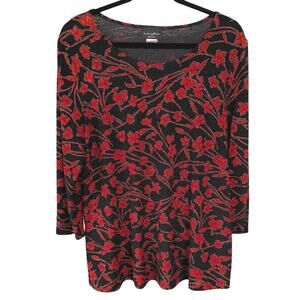 Y2K Dark Romantic Fairy Goth Top Vamp Stretchy Gothic Witch Whimsygoth Floral 2X